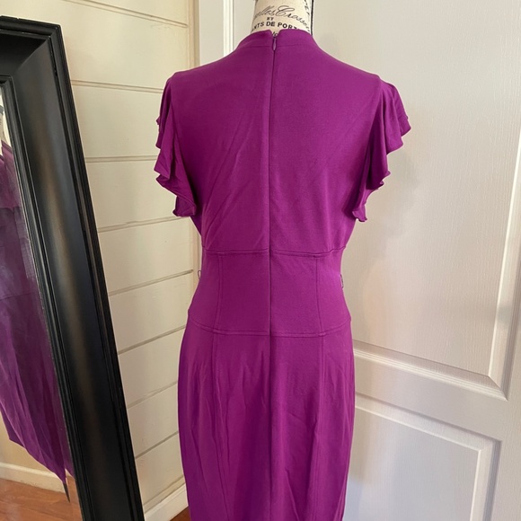 Cache Figure flattering dress with ruffled cap sleeve. Size 12. - Picture 3 of 4